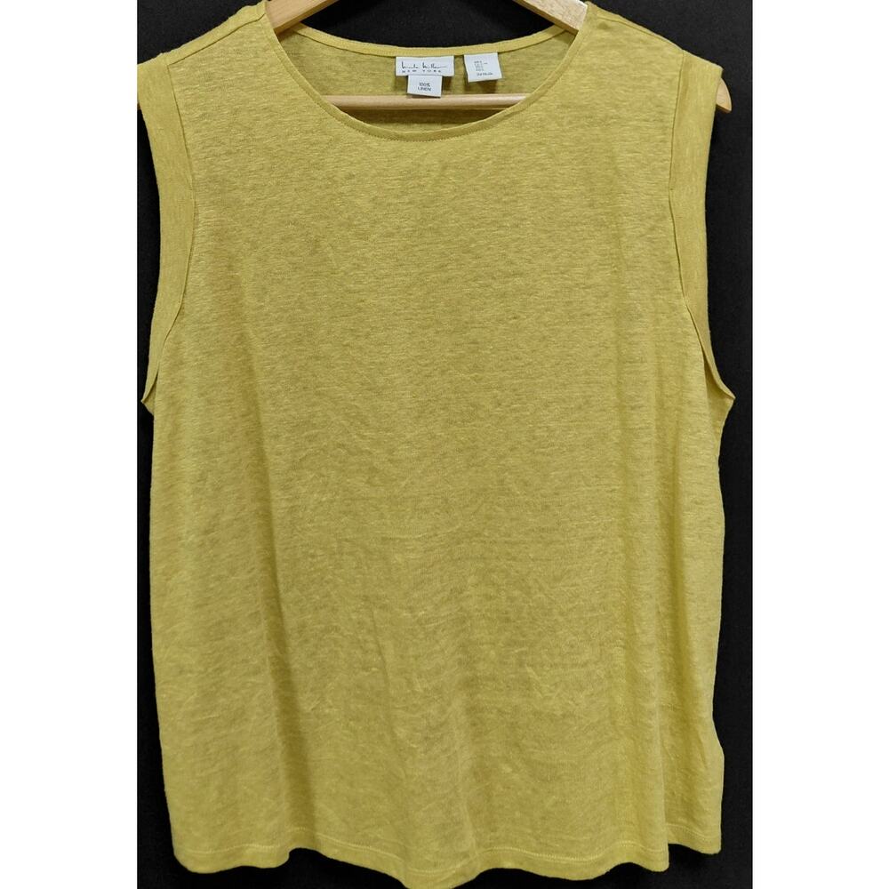 Nicole Miller New York  Tank Top Yellow Solid Knit Size L
